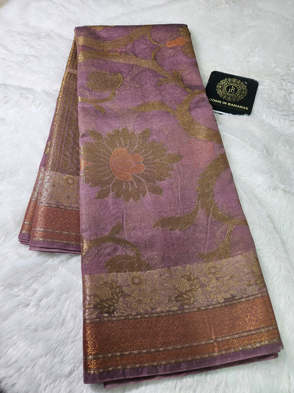 Banarasi Georgette Dusky Purple Saree with Nimzari Border Jaal