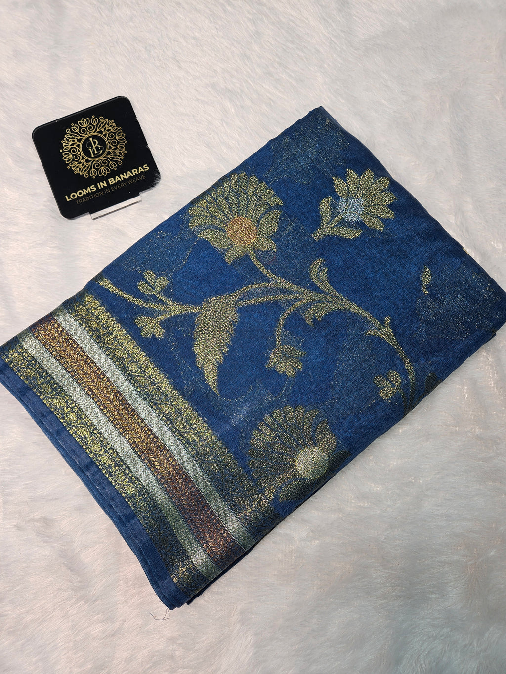 Banarasi Georgette Royal Blue Saree with Nimzari Border Jaal