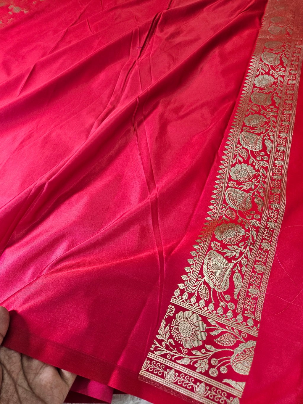 Banarasi Red Mashru Silk Banarasi Border Jaal Saree