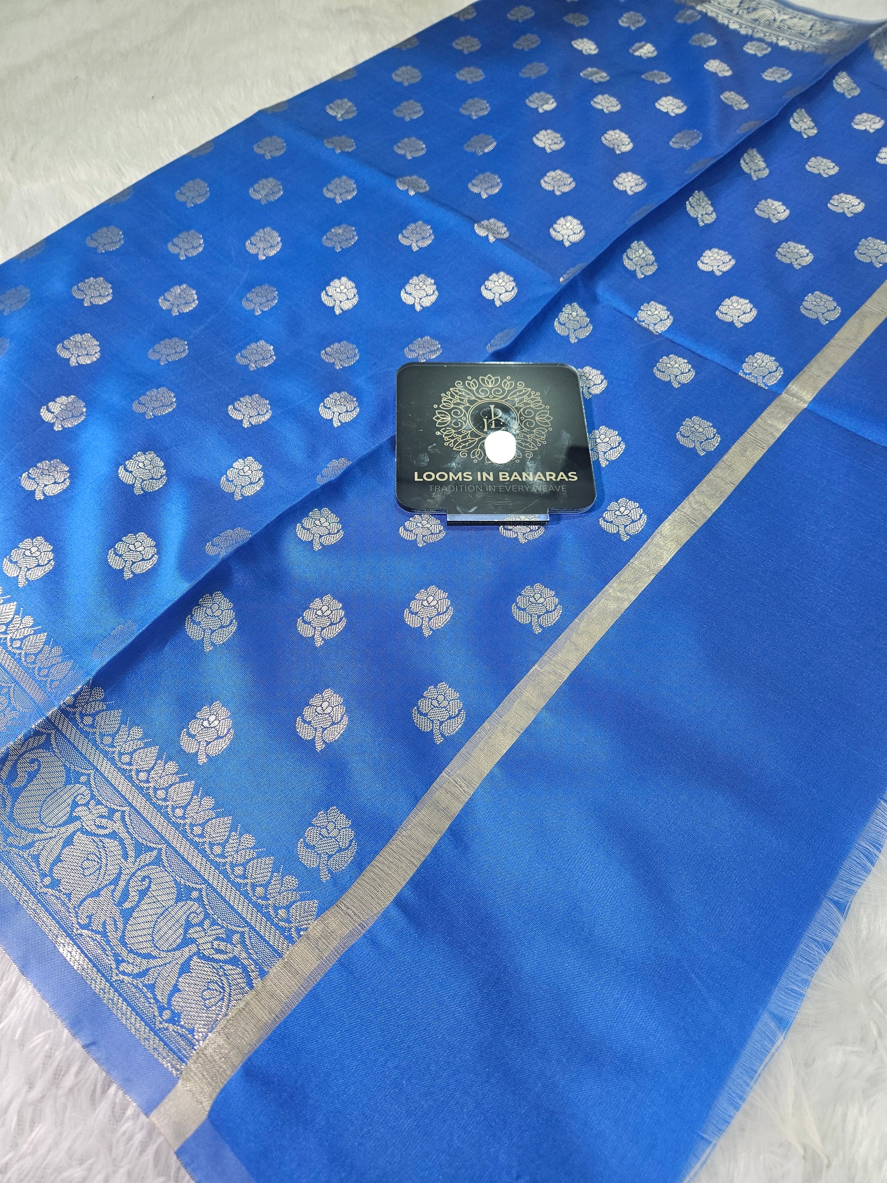 Banarasi Silk Blue Dupatta Buti Design