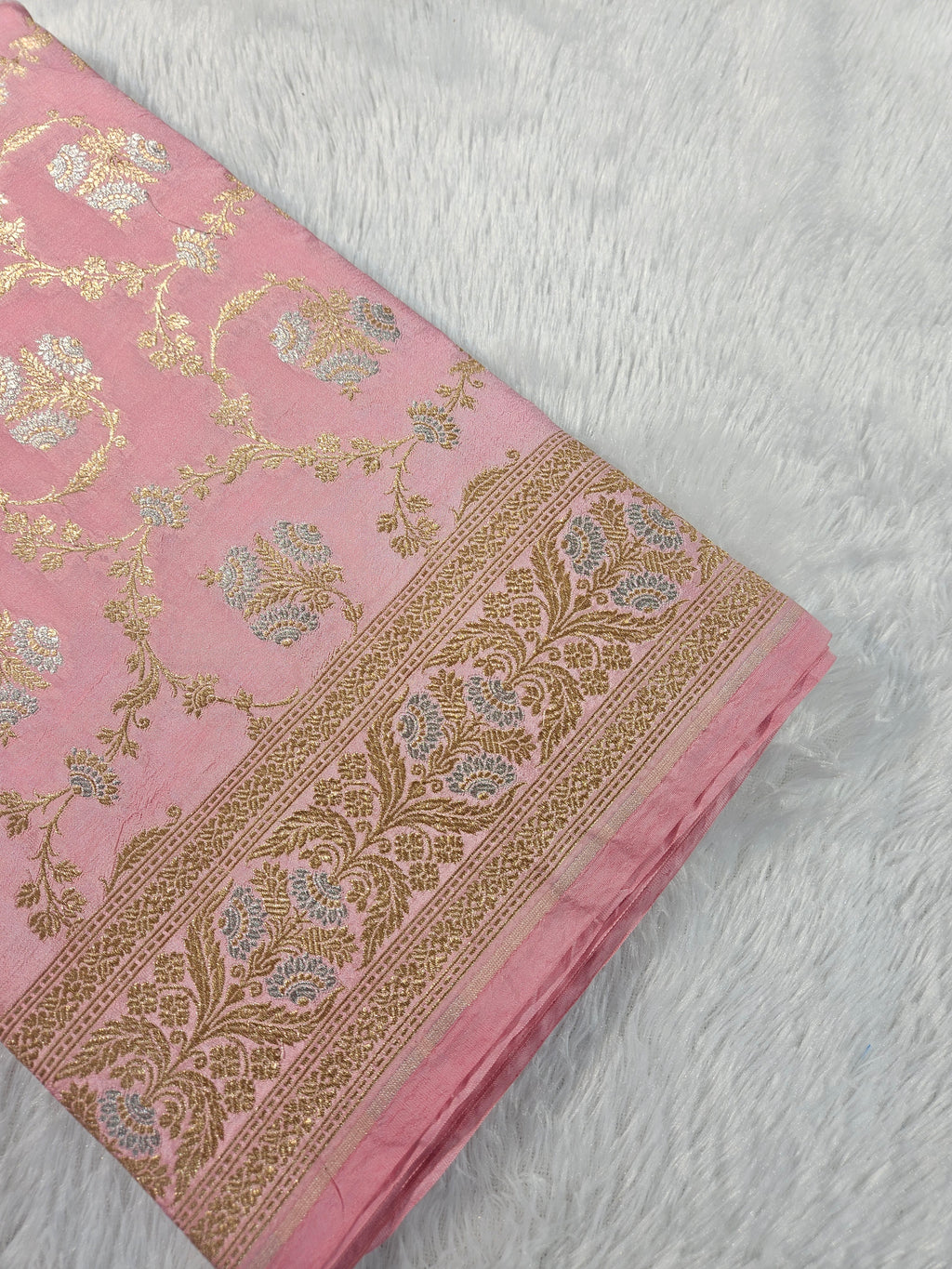 Pink Malai Katan Silk Alfi Rupa Sona Jangla Saree