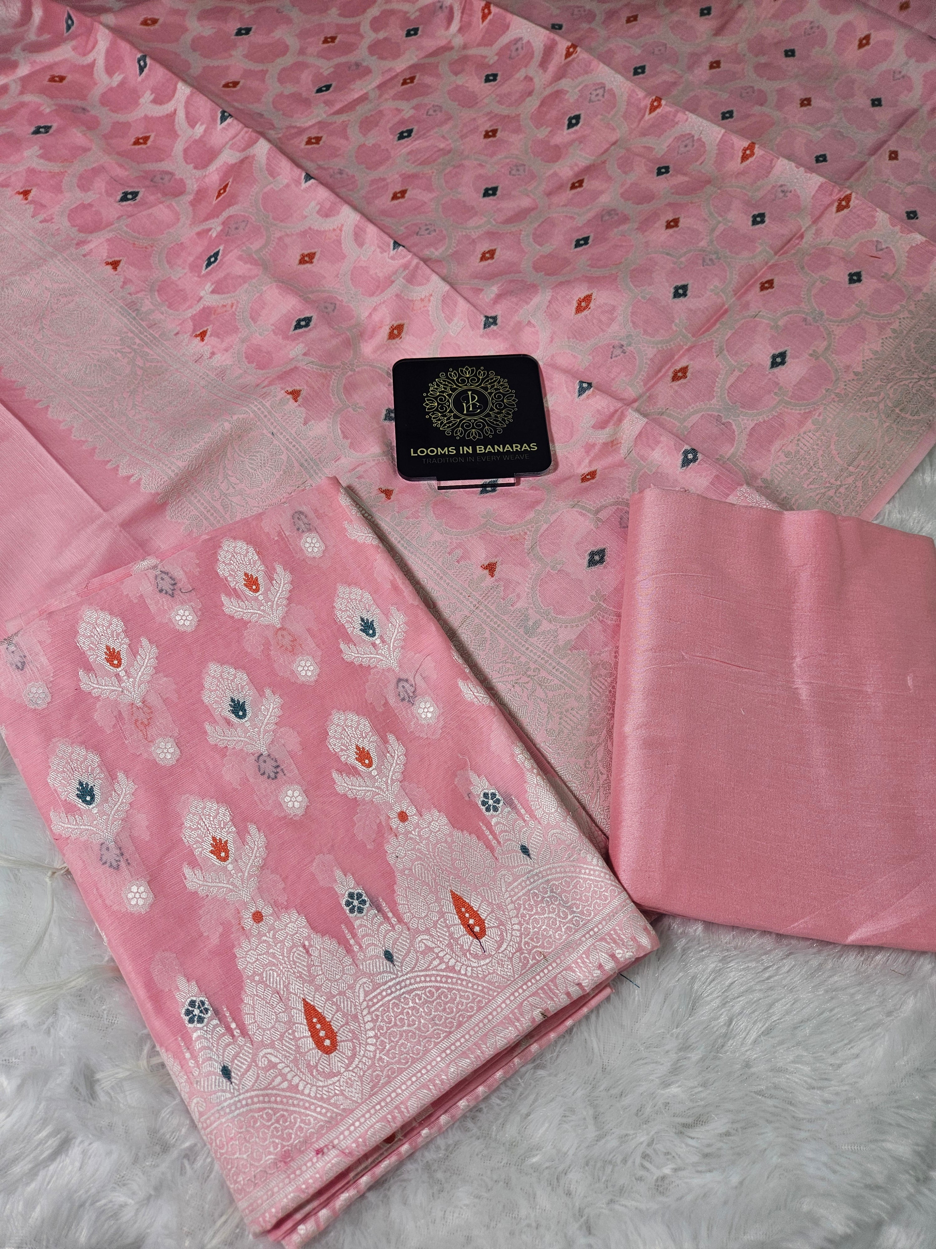 Banarasi Pink Premium Cotton Suit