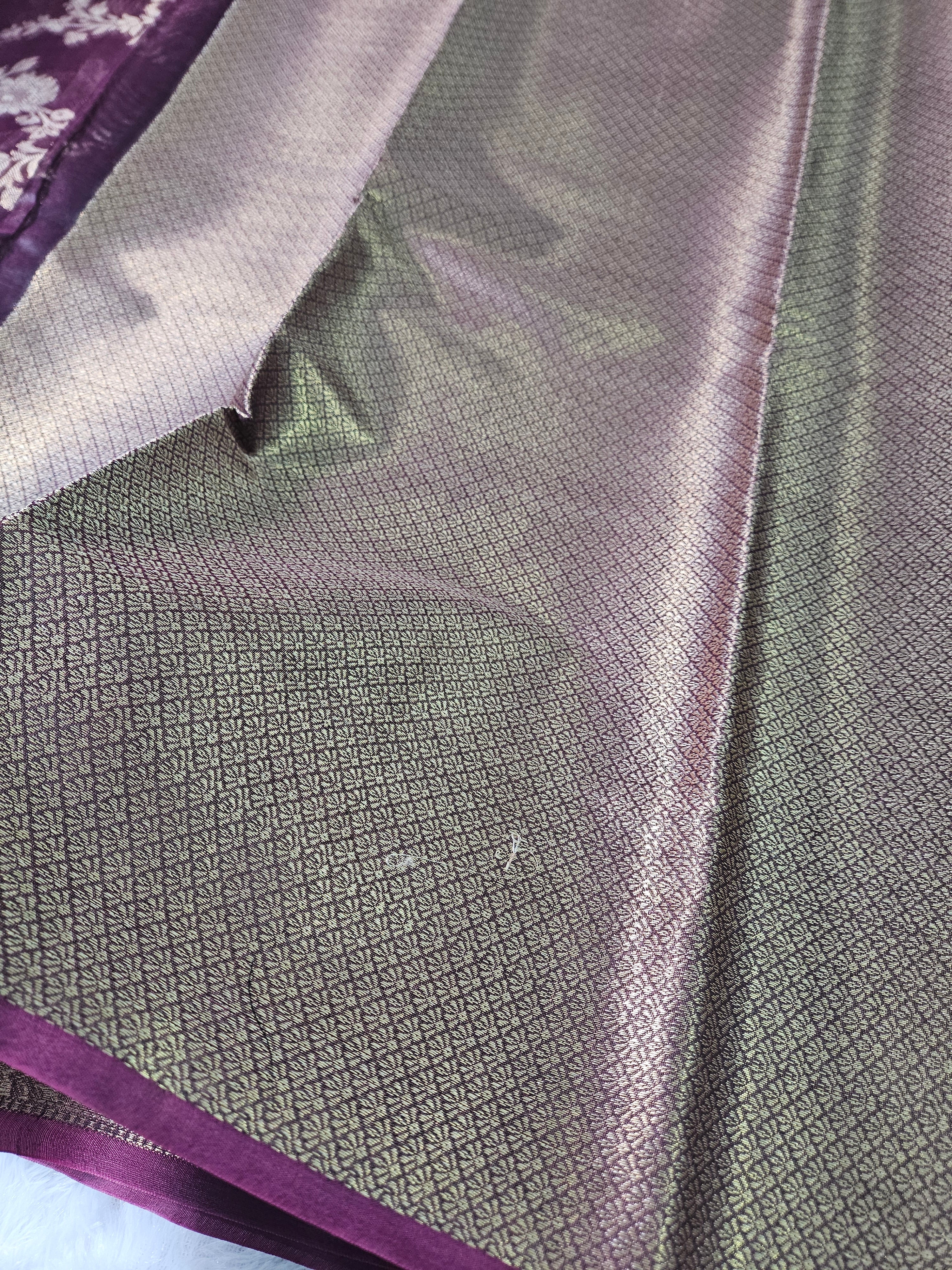 Banarasi Silk Wine Jaal Zari Border Saree