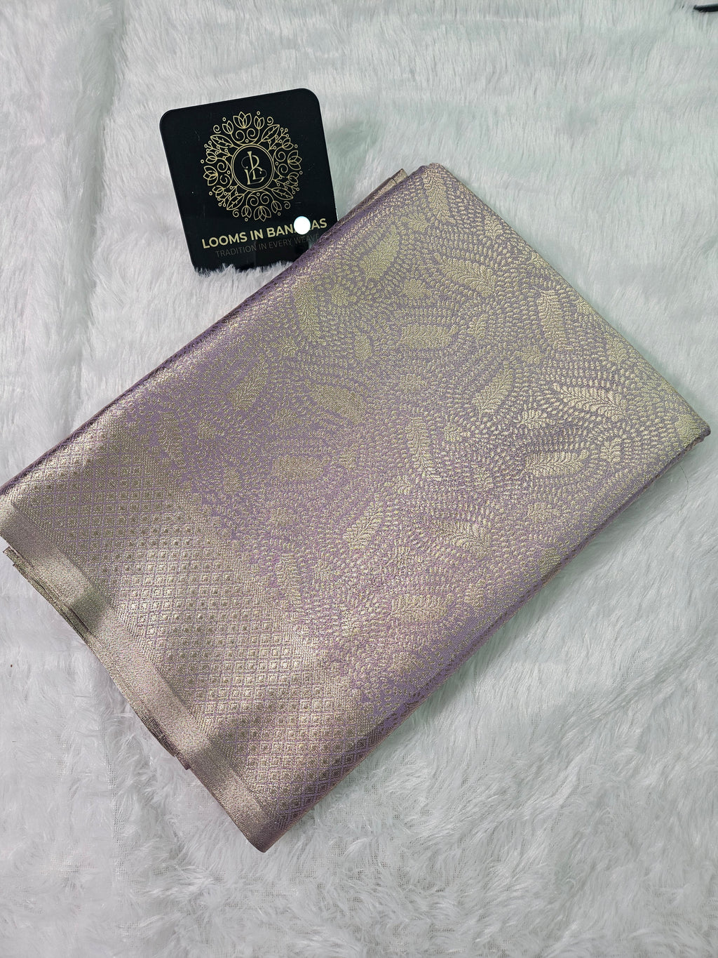 Banarasi Soft Lavender Tissue Zari Brocade Design Saree