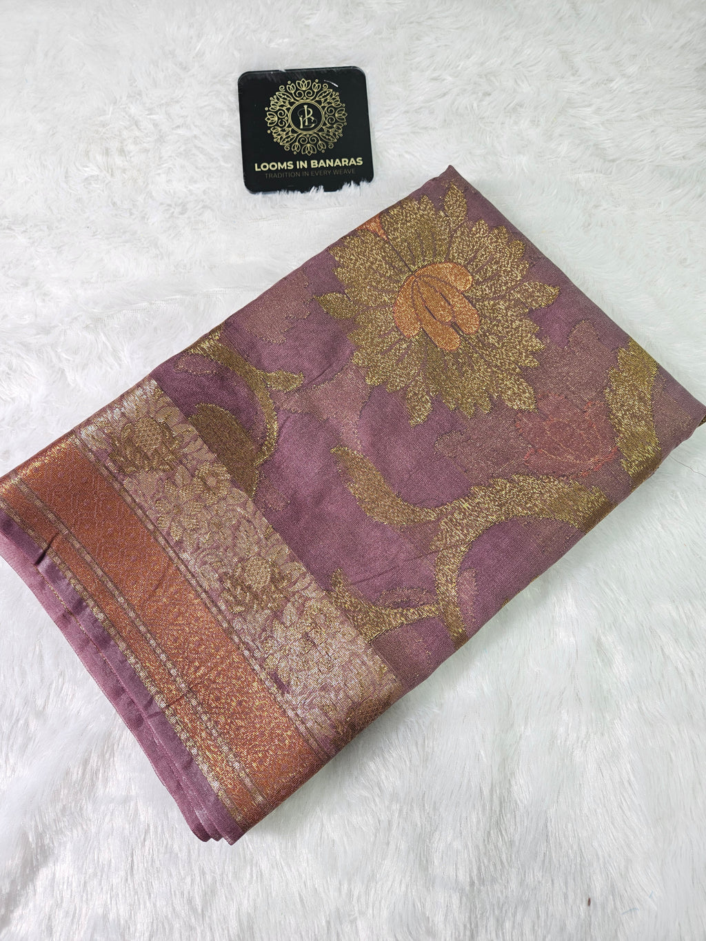 Banarasi Georgette Dusky Purple Saree with Nimzari Border Jaal